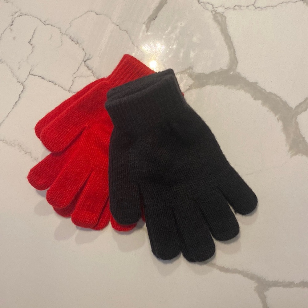 2 Pairs of Gloves, Red & Black, Never Worn